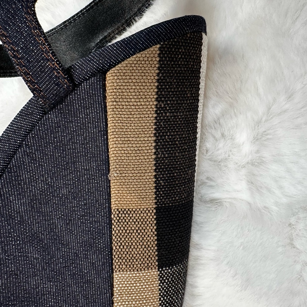 Burberry denim navy and Tan Heeled Sandals wedge - Picture 12 of 12